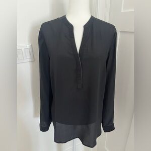 Banana Republic silk black long sleeve blouse Sz L *H12